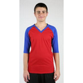 MVPDri V-Neck Jersey with Contrast Color Raglan 3/4 Sleeves